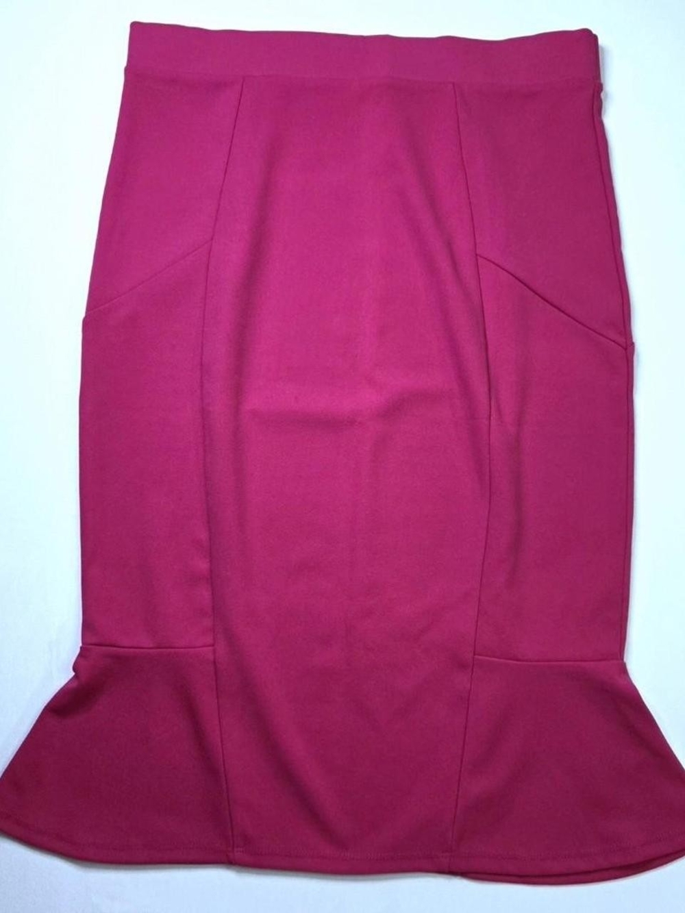 Fuchsia Pencil Skirt with Flared Hem-Size XL